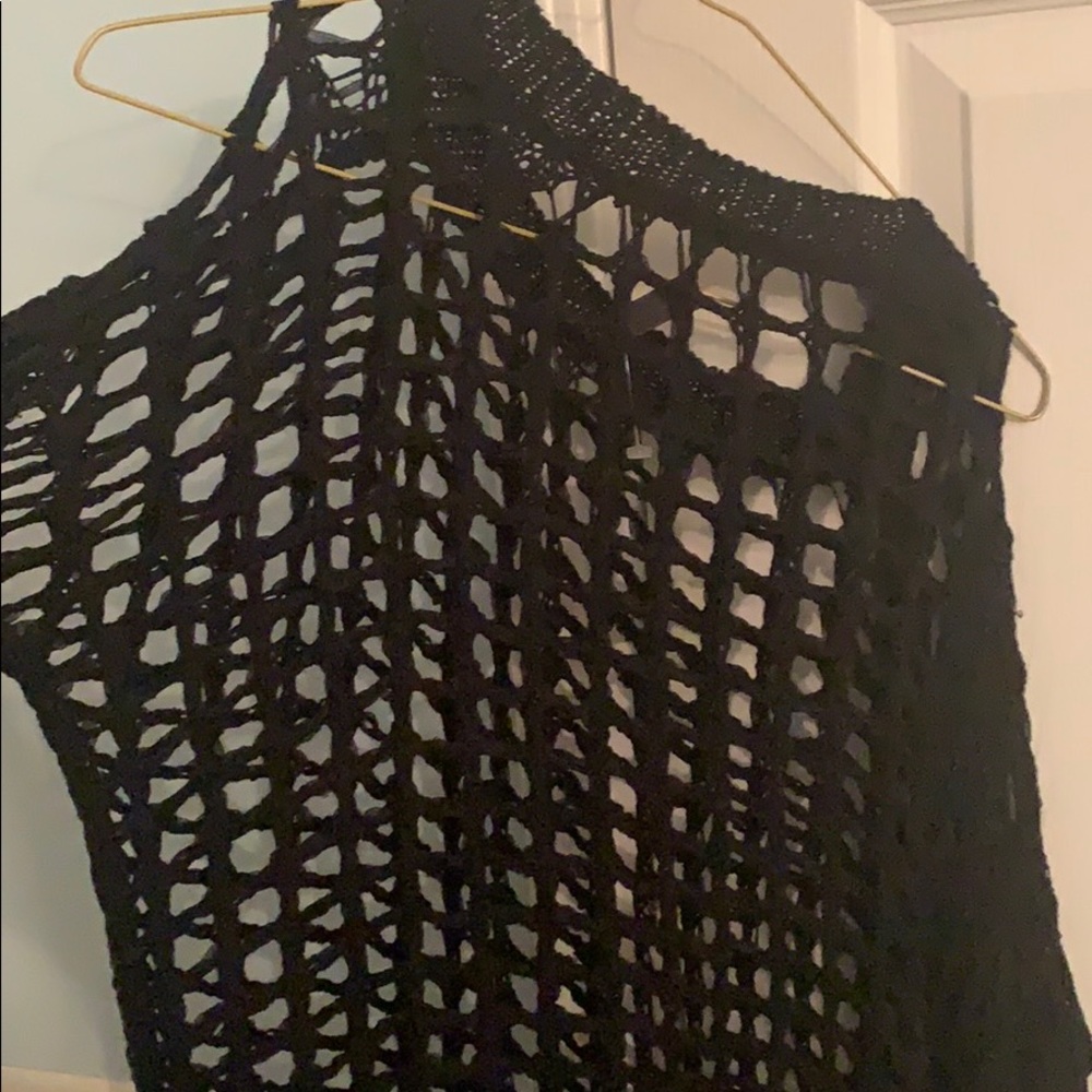 black roped sweater